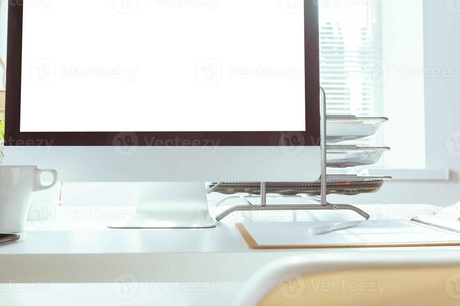 working table with computer photo