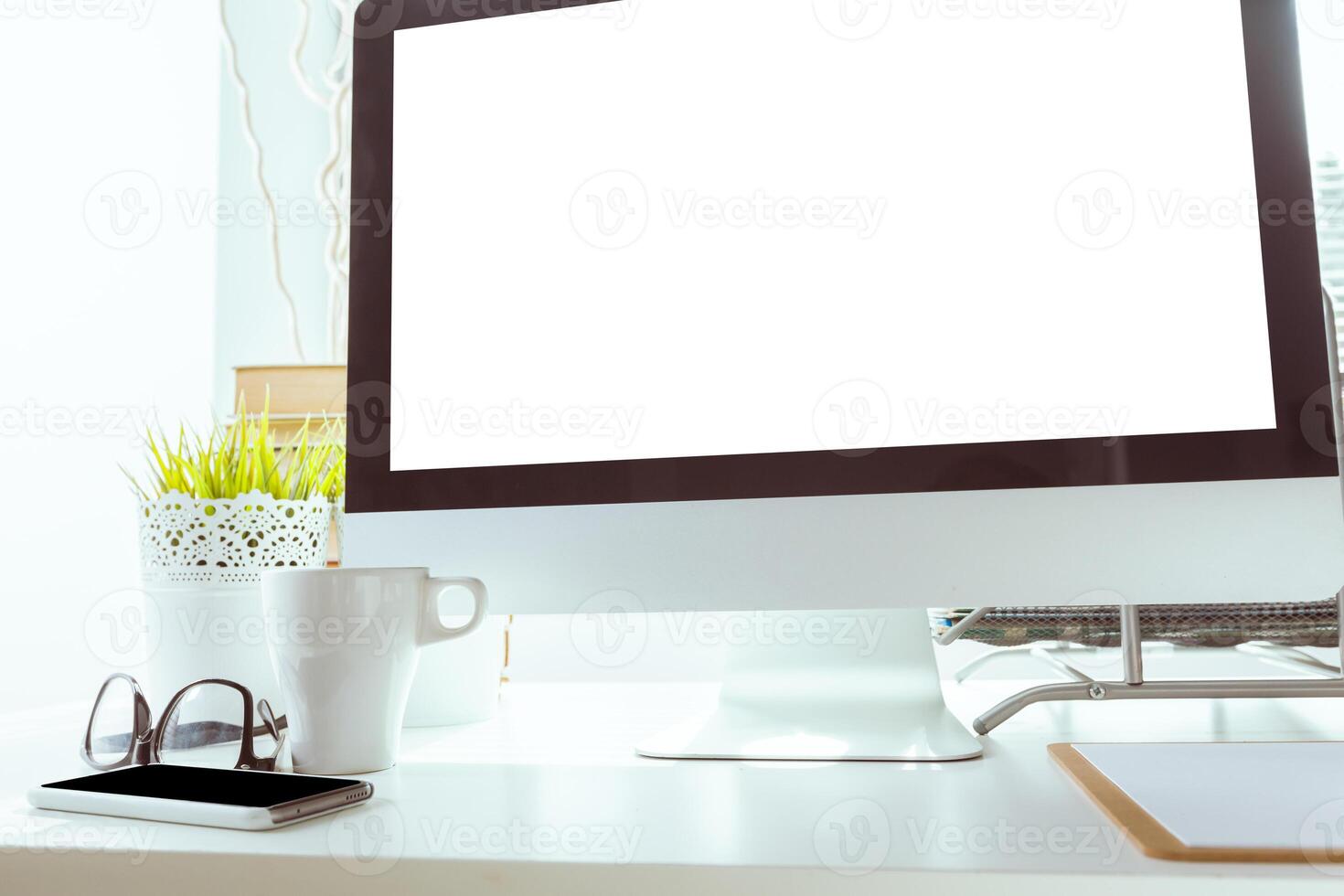 working table with computer photo