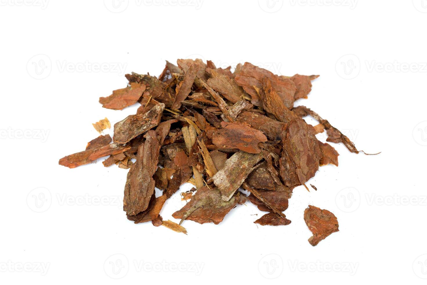 heap of pine bark isolated photo