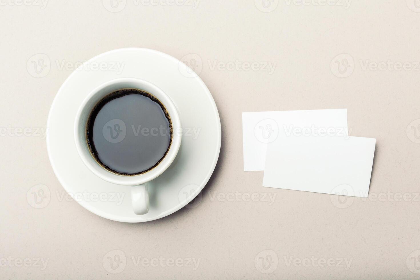 Blank card with coffee cup with space photo