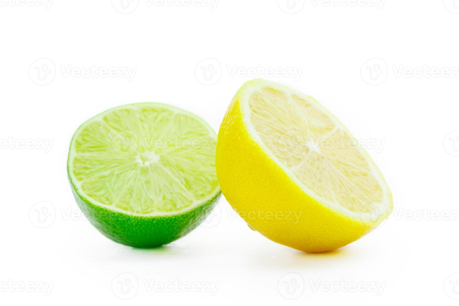 Fresh lime and lemon isolated on white background photo