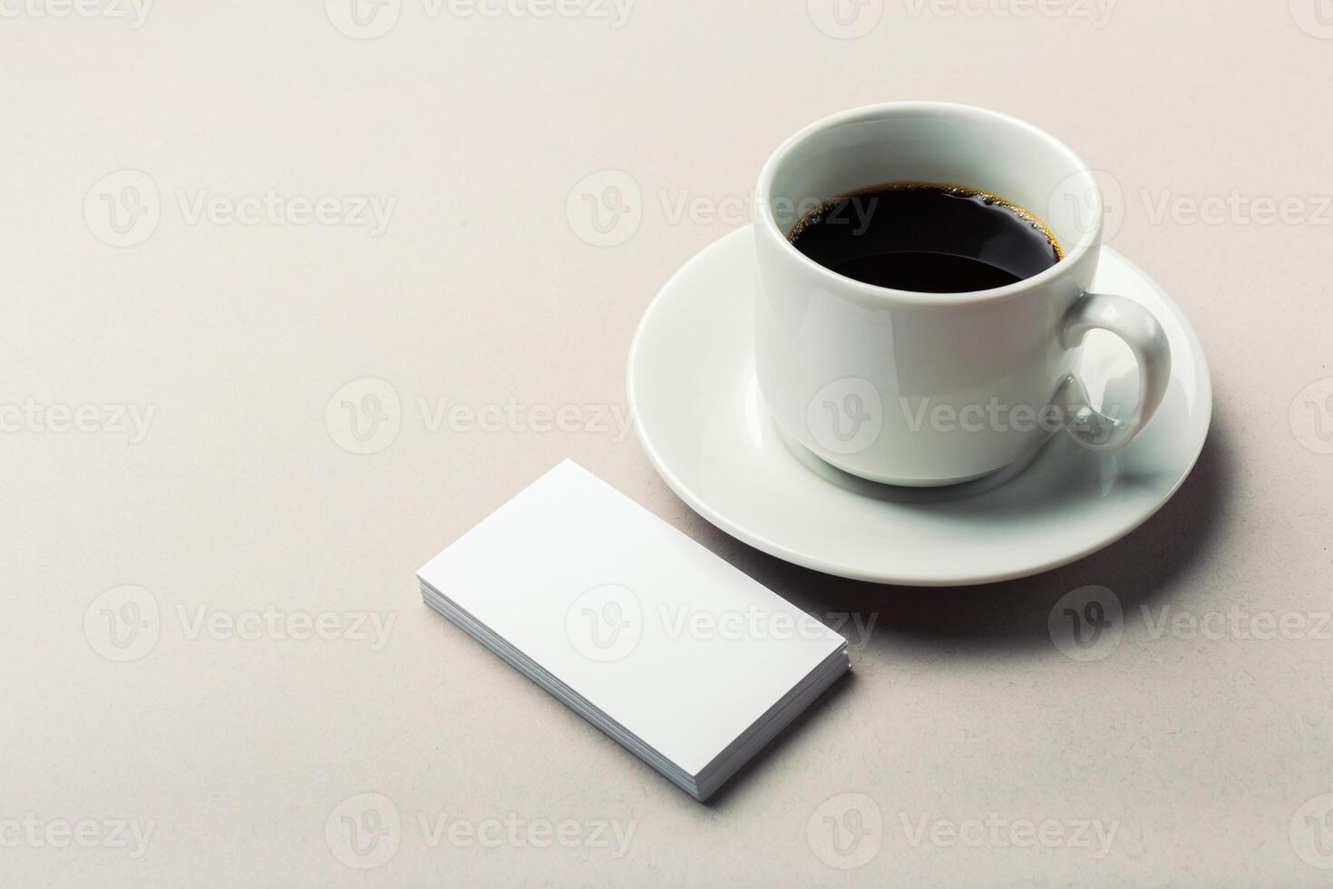 Blank card with coffee cup with space photo