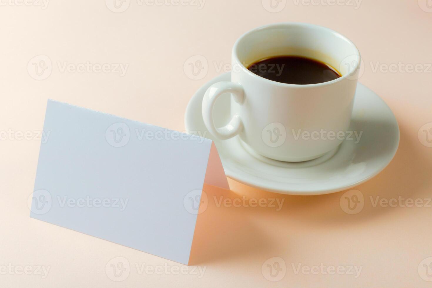 Blank card with coffee cup with space photo