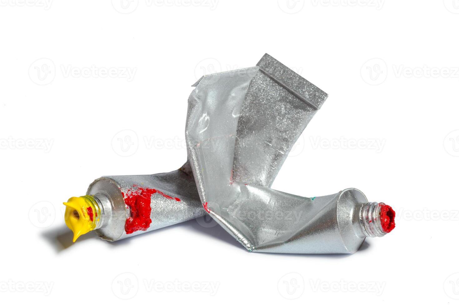 paint in tubes isolated on white photo