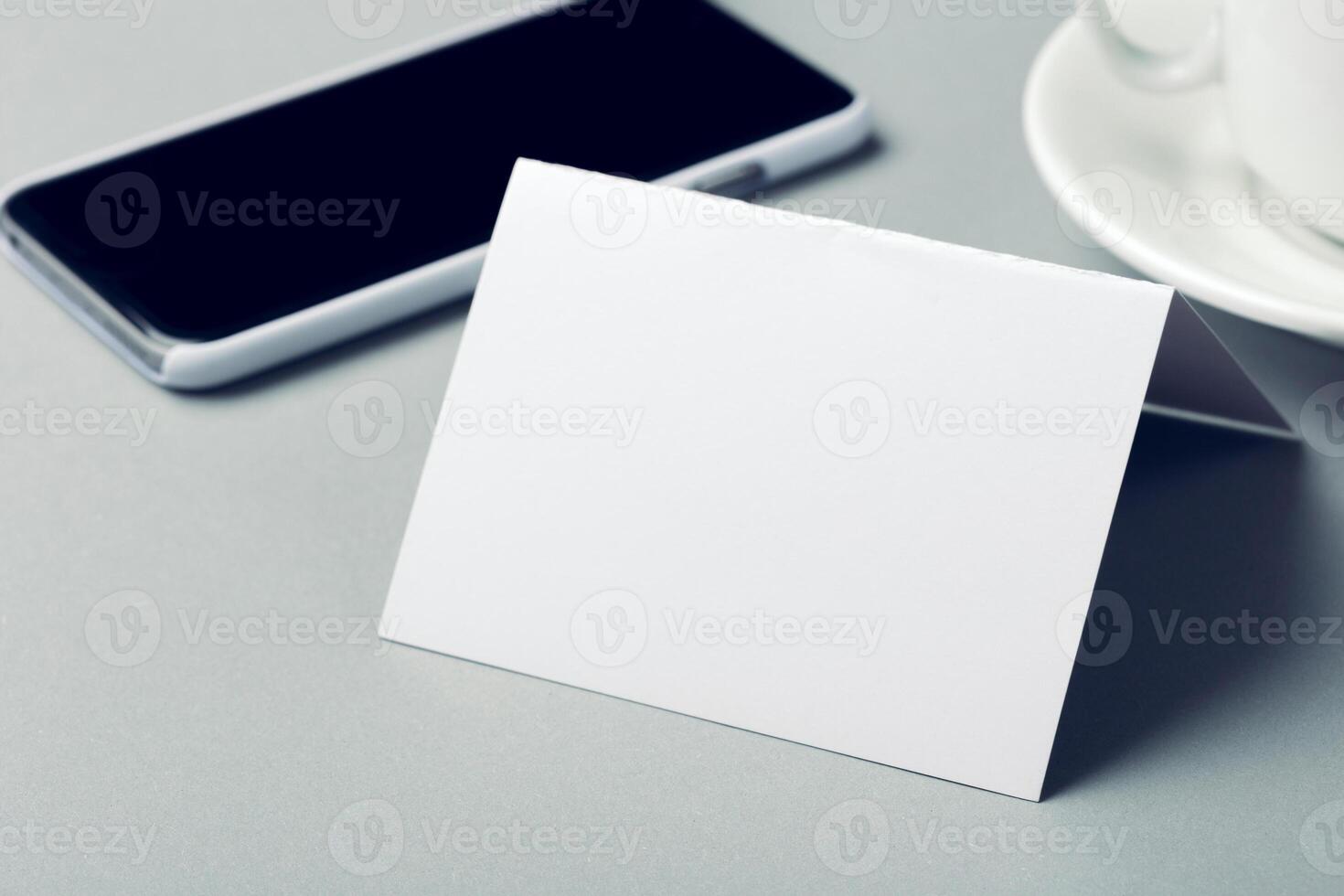Blank card with coffee cup with space photo
