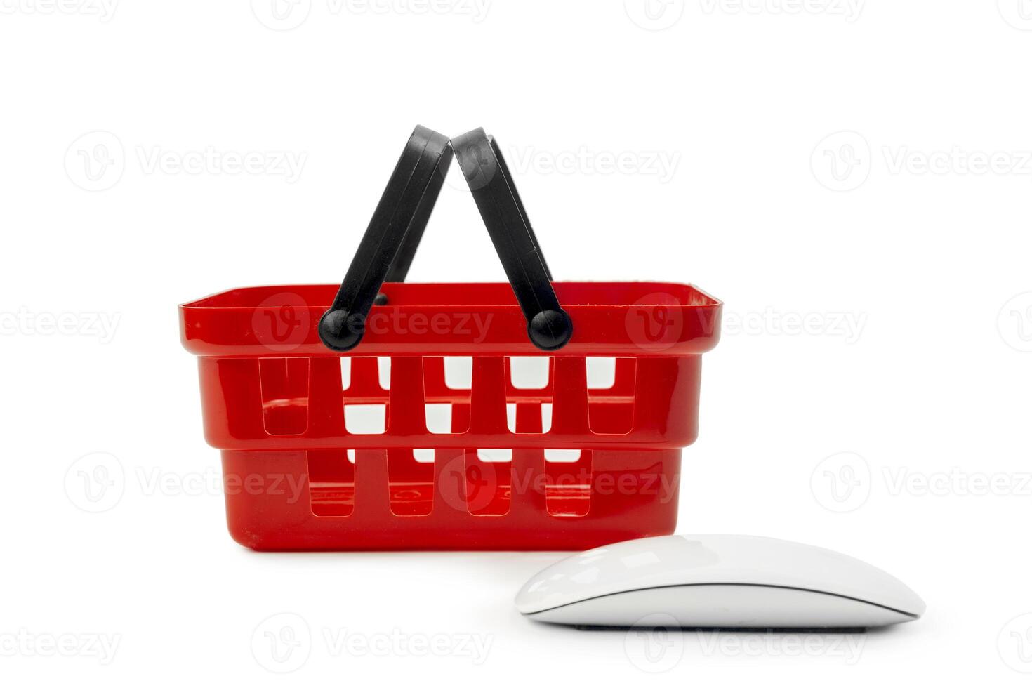 Internet shopping concept. Computer mouse and shopping cart photo