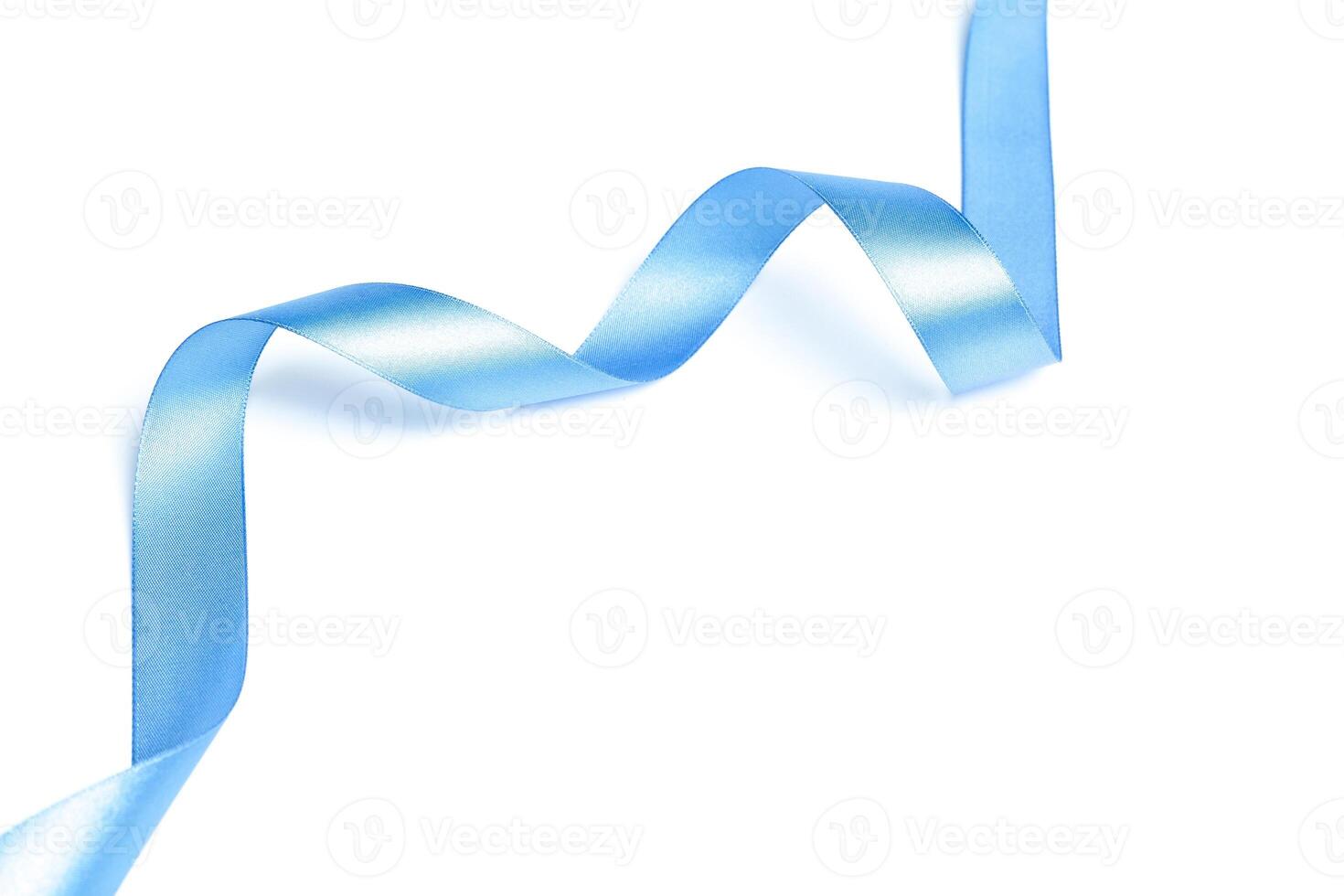 Shiny blue ribbon isolated on white photo