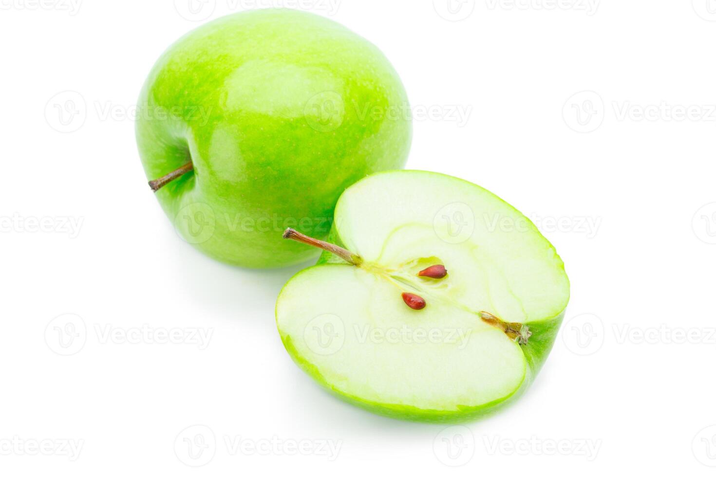Sliced Green apple isolated on the white background photo