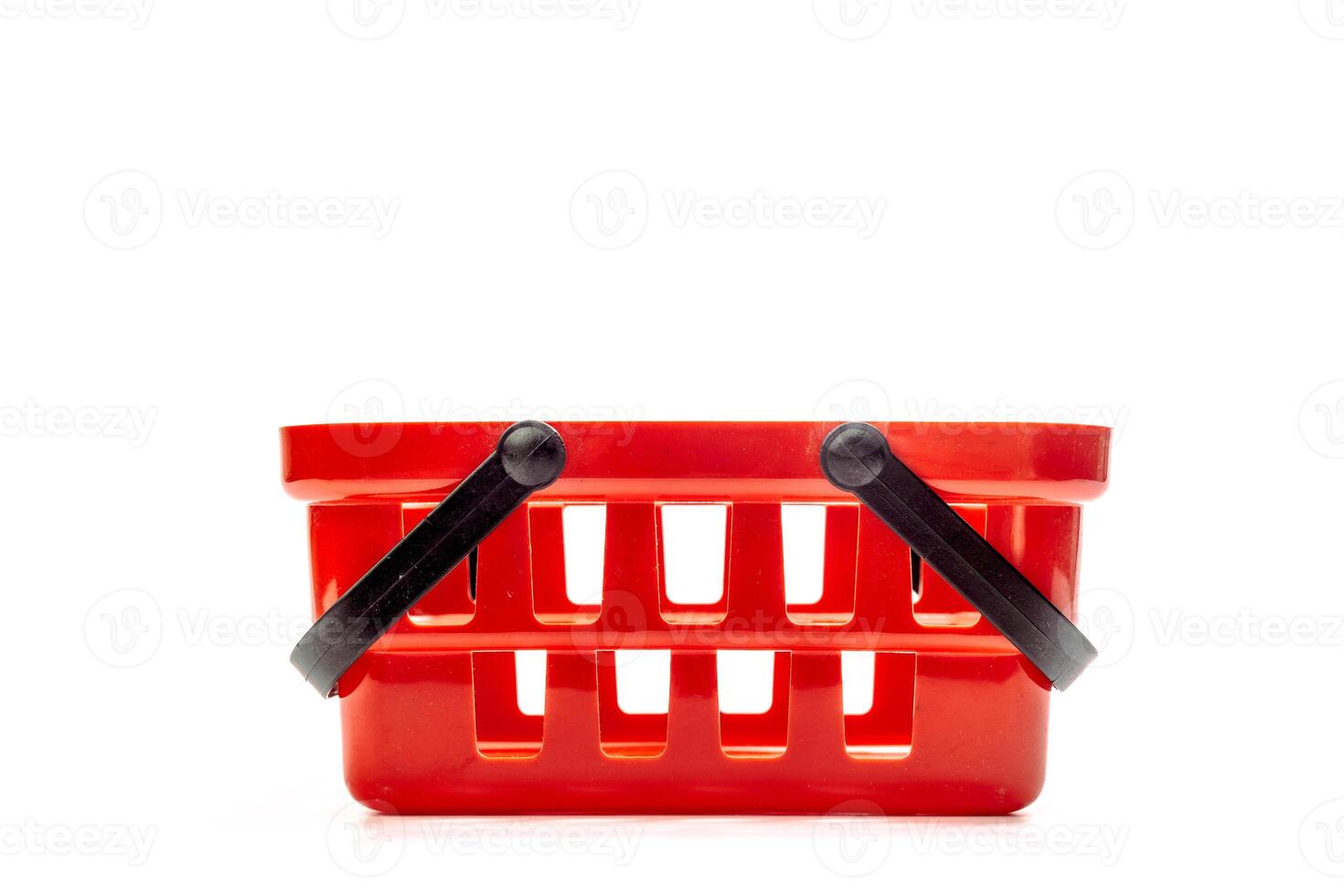 Empty shopping basket isolated on white background photo