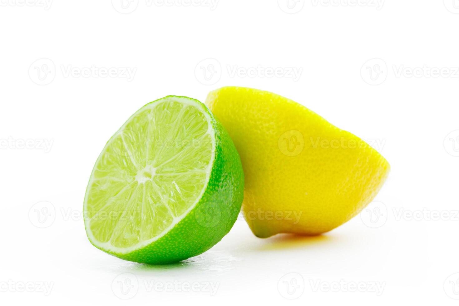 Fresh lime and lemon isolated on white background photo