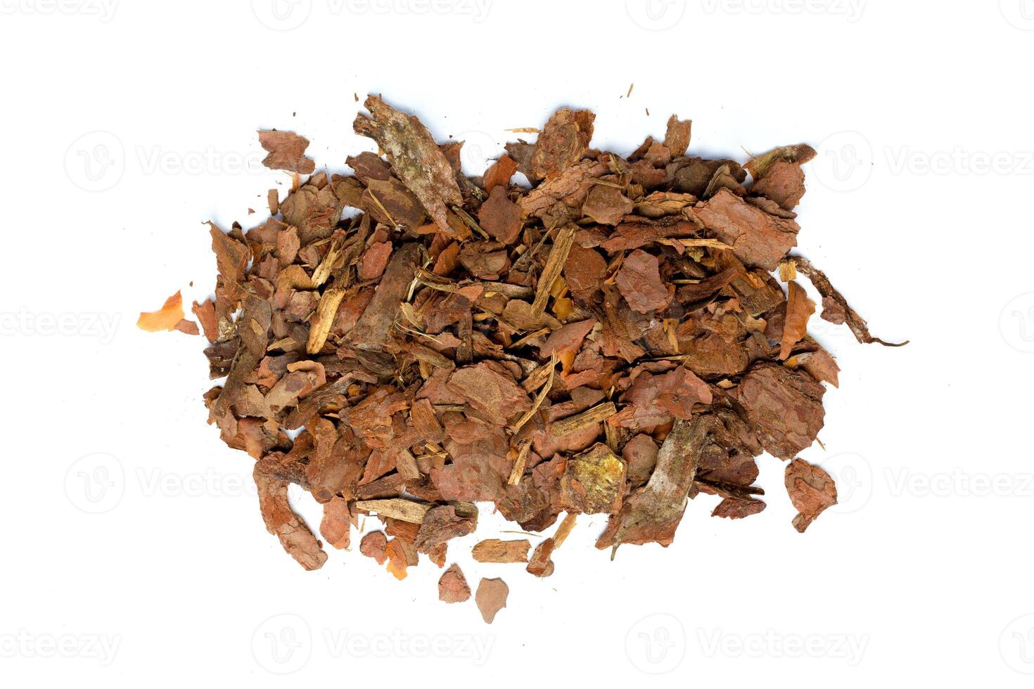 heap of pine bark isolated photo