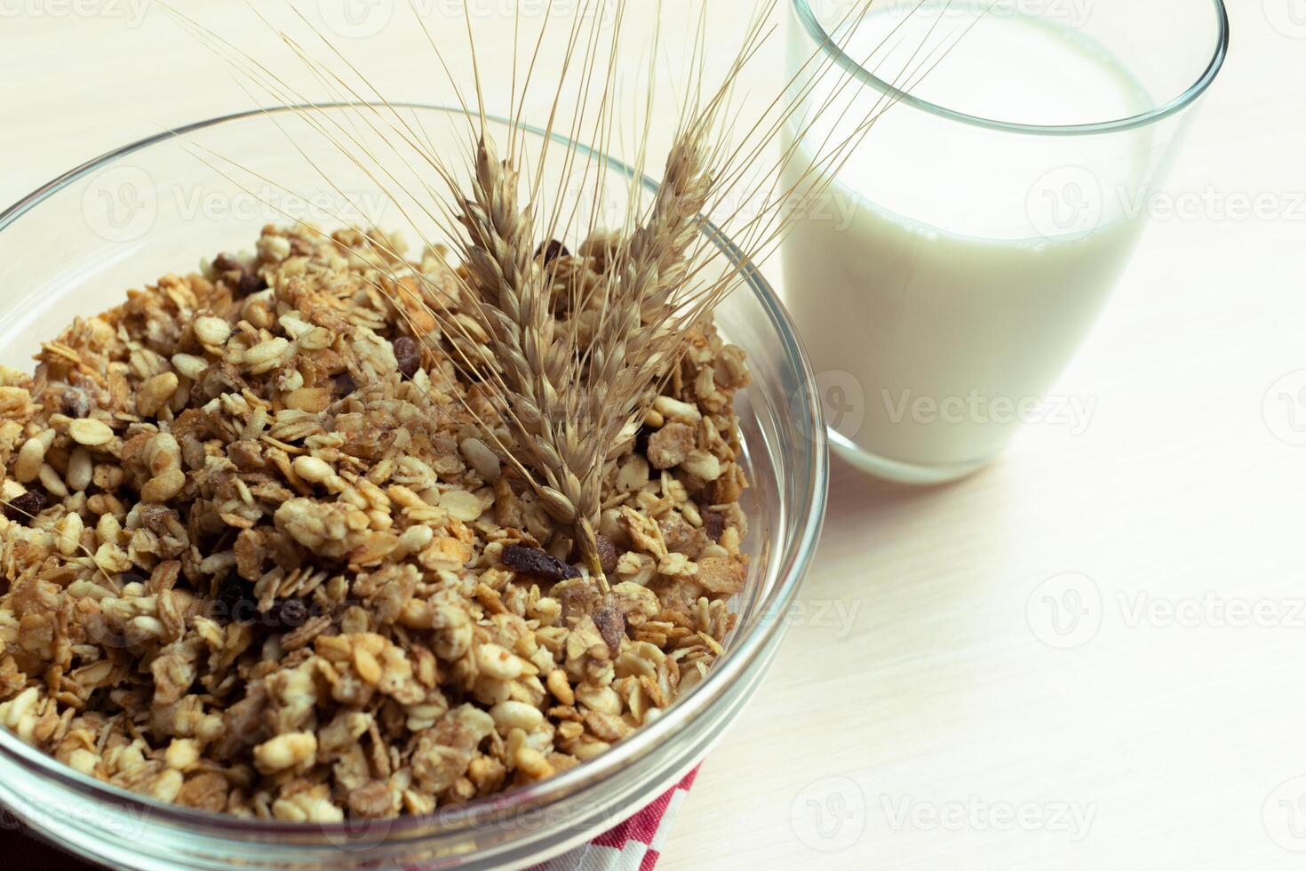 healthy breakfast on a wooden background photo