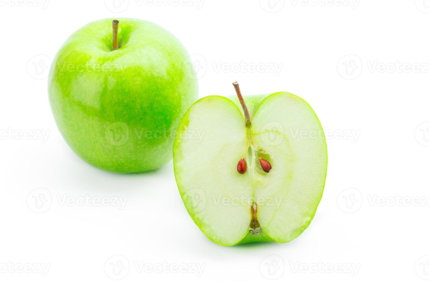 Sliced Green apple isolated on the white background photo