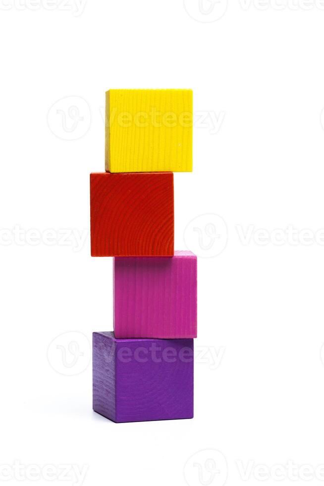 colored children cubes on white isolated background photo
