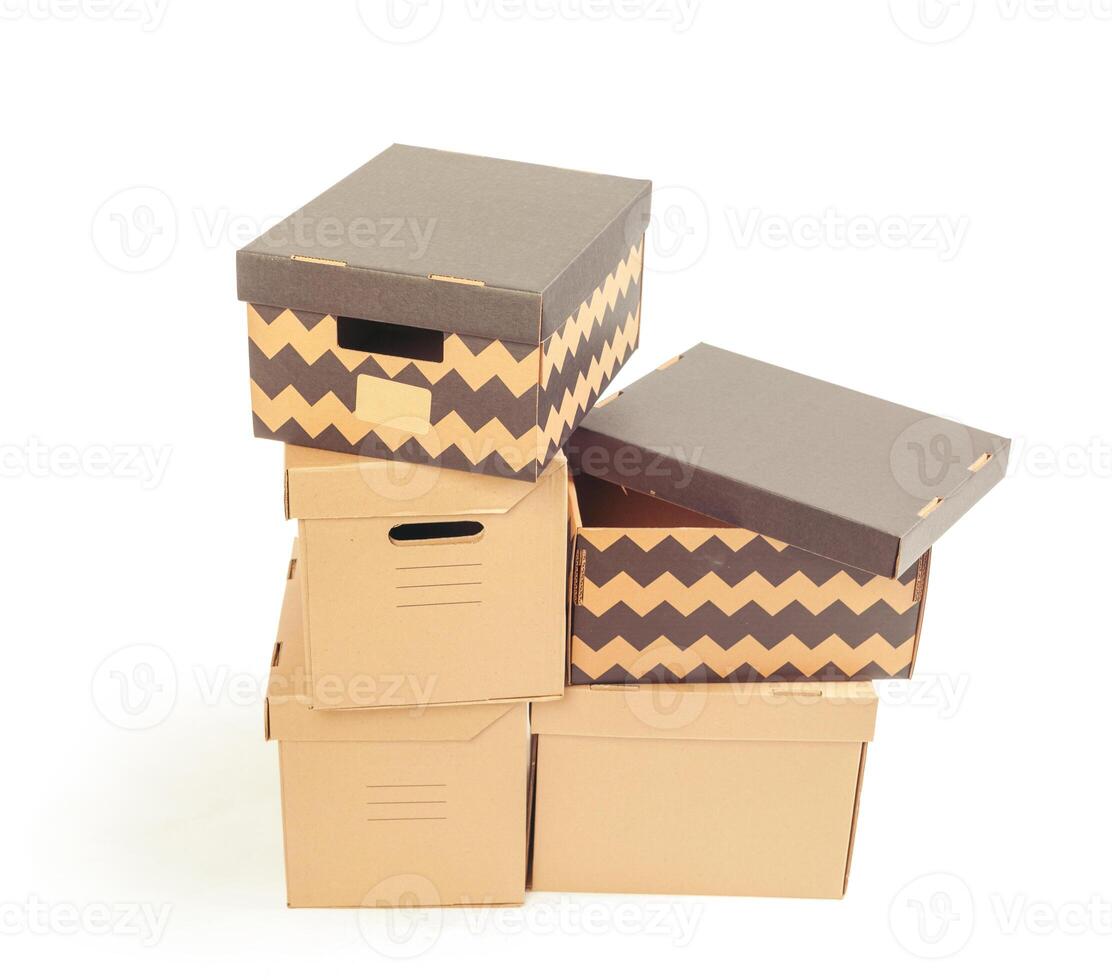 Cardboard boxes isolated over white background photo