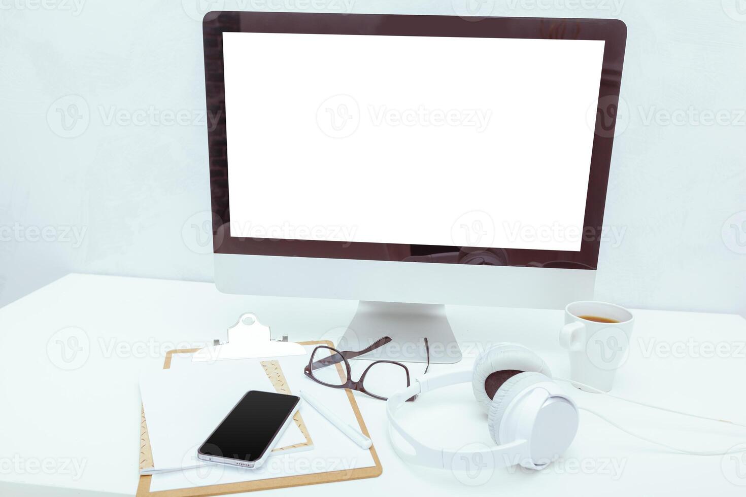 working table with computer photo