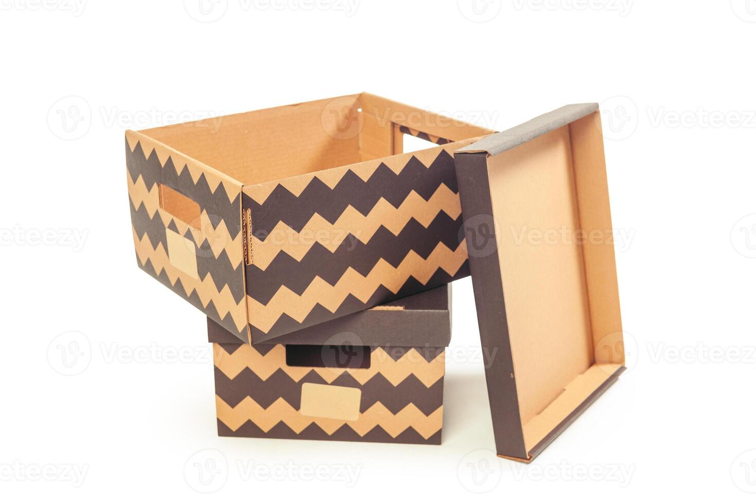Cardboard boxes isolated over white background photo