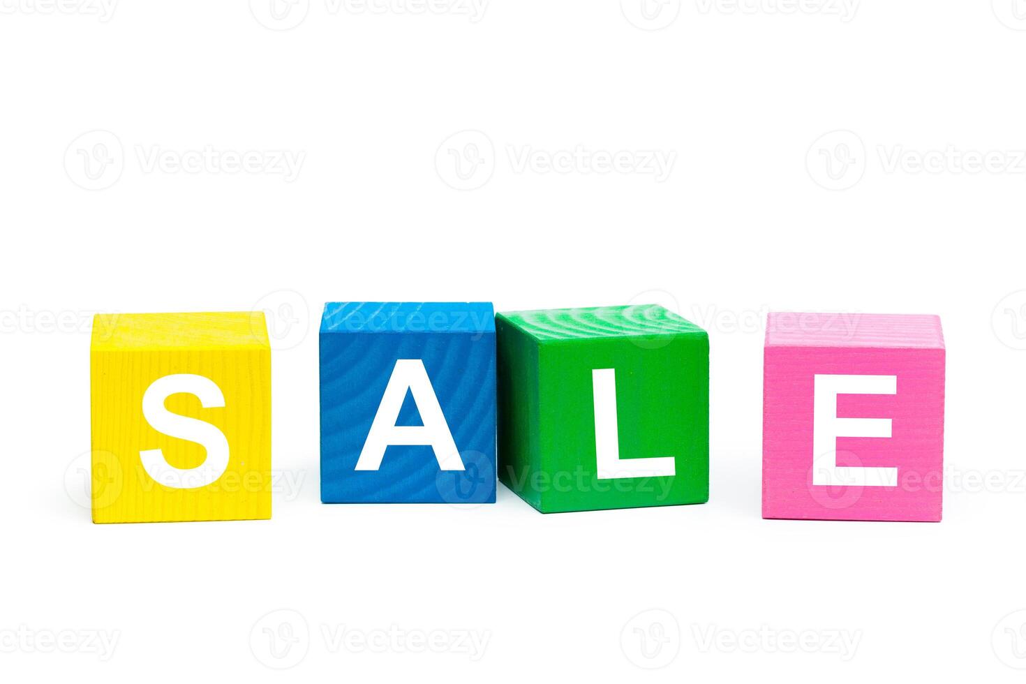 Sale Concept with wooden block photo