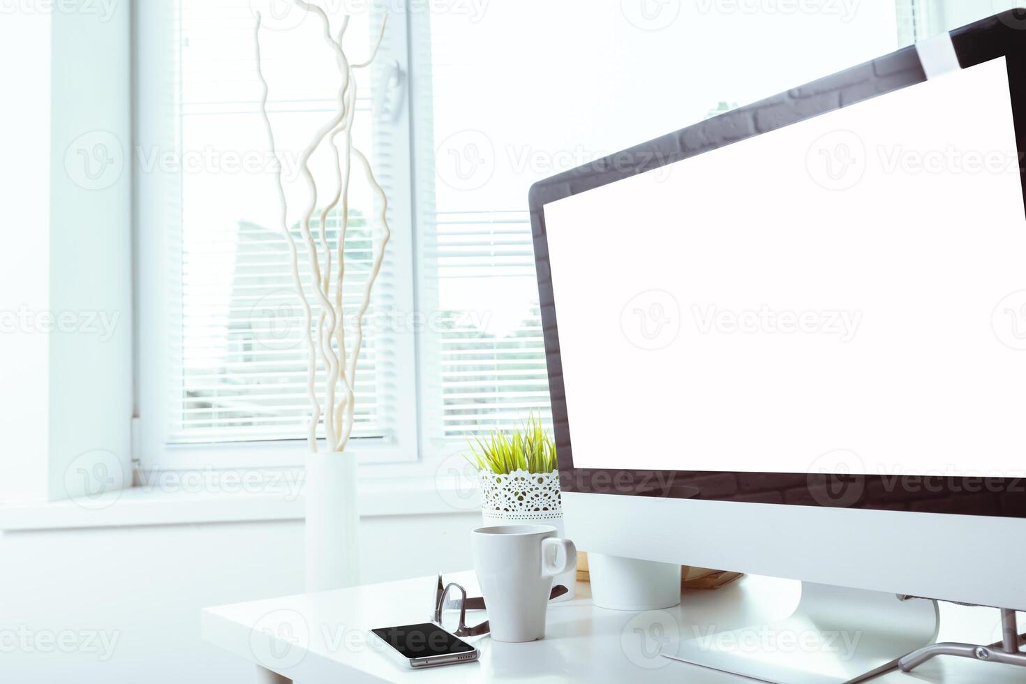 working table with computer photo