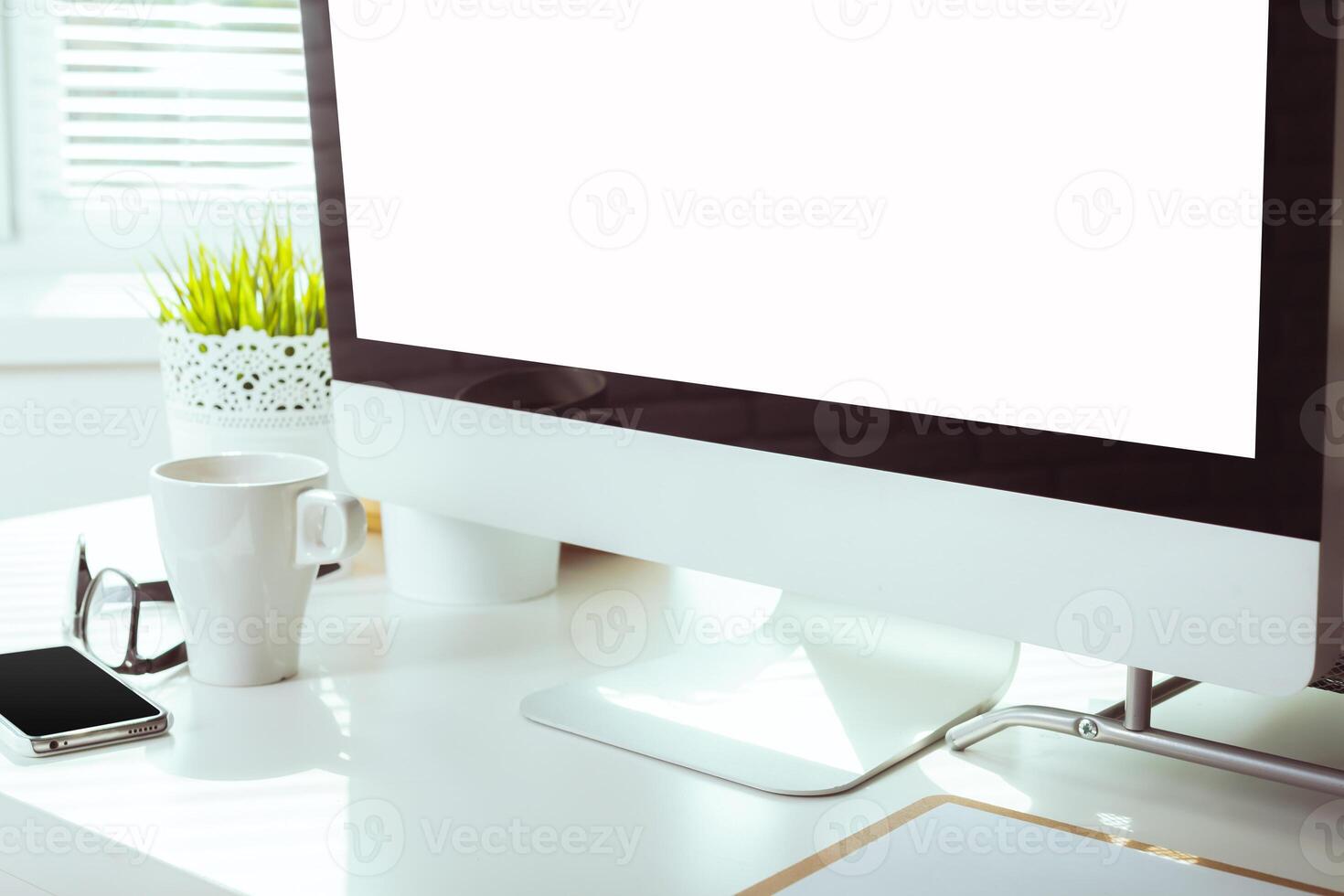 working table with computer photo