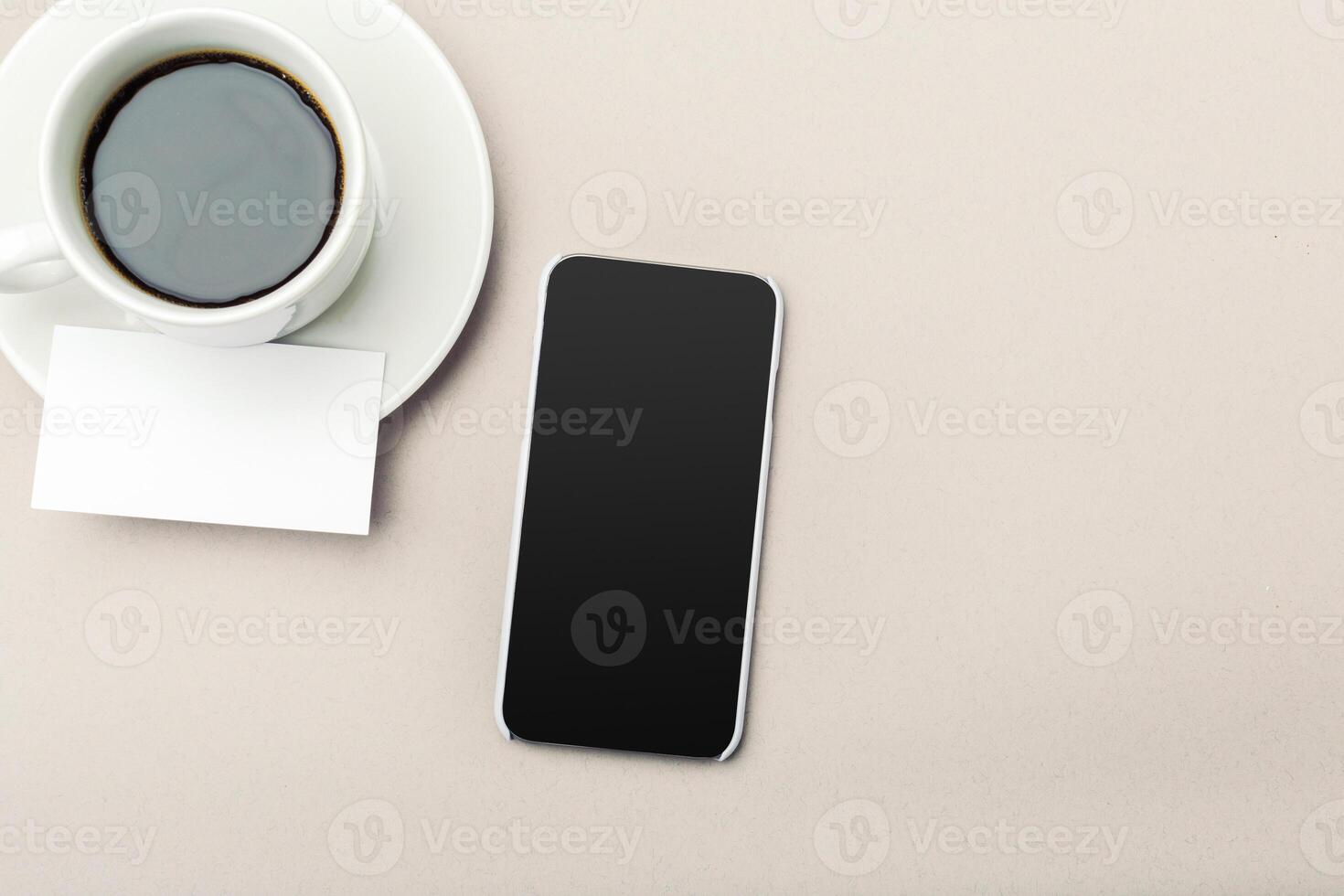 Blank card with coffee cup with space photo