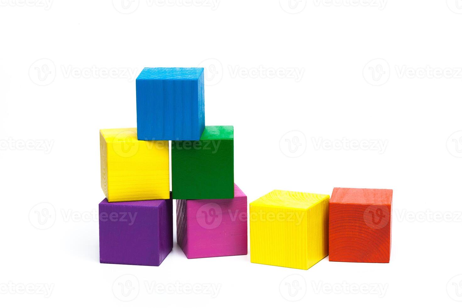colored children cubes on white isolated background photo