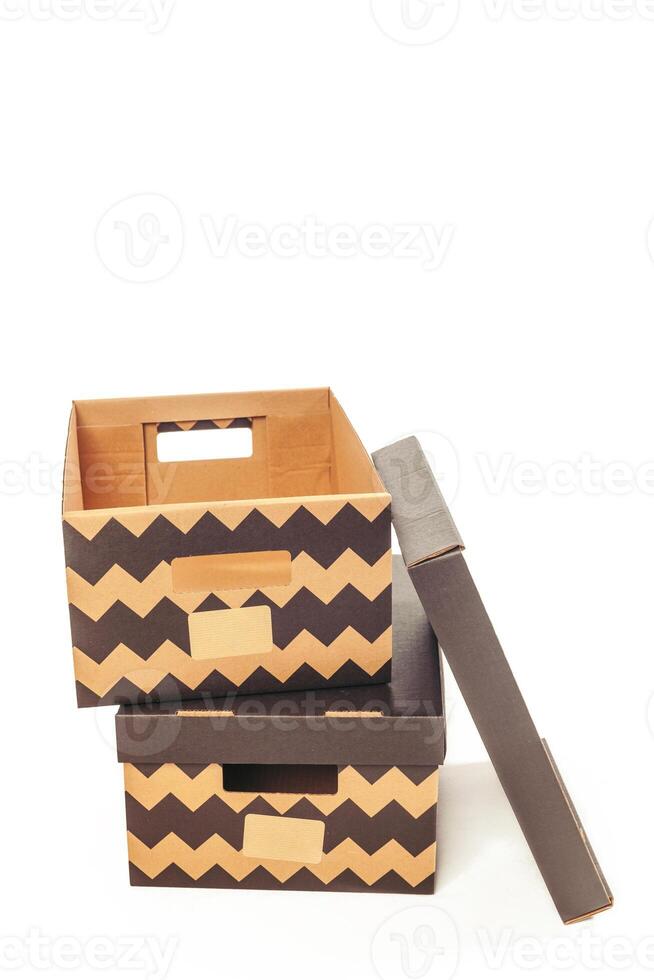 Cardboard boxes isolated over white background photo