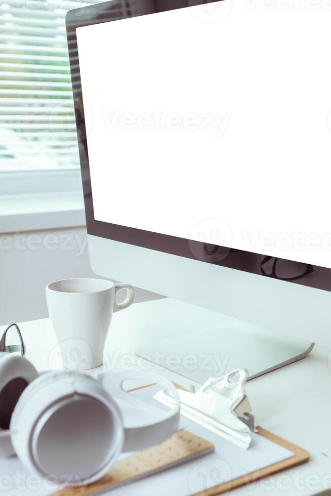 working table with computer photo