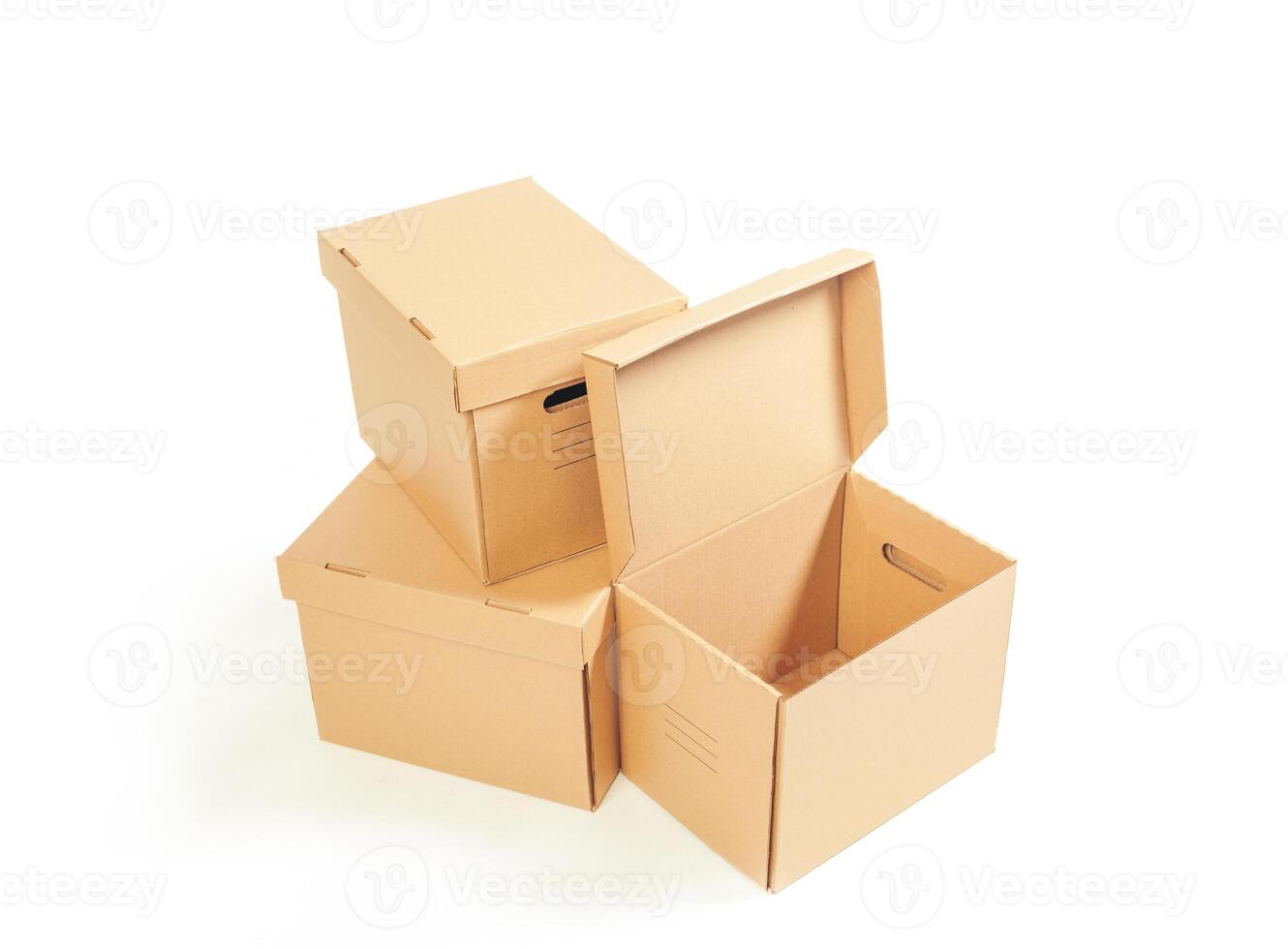 Cardboard boxes isolated over white background photo