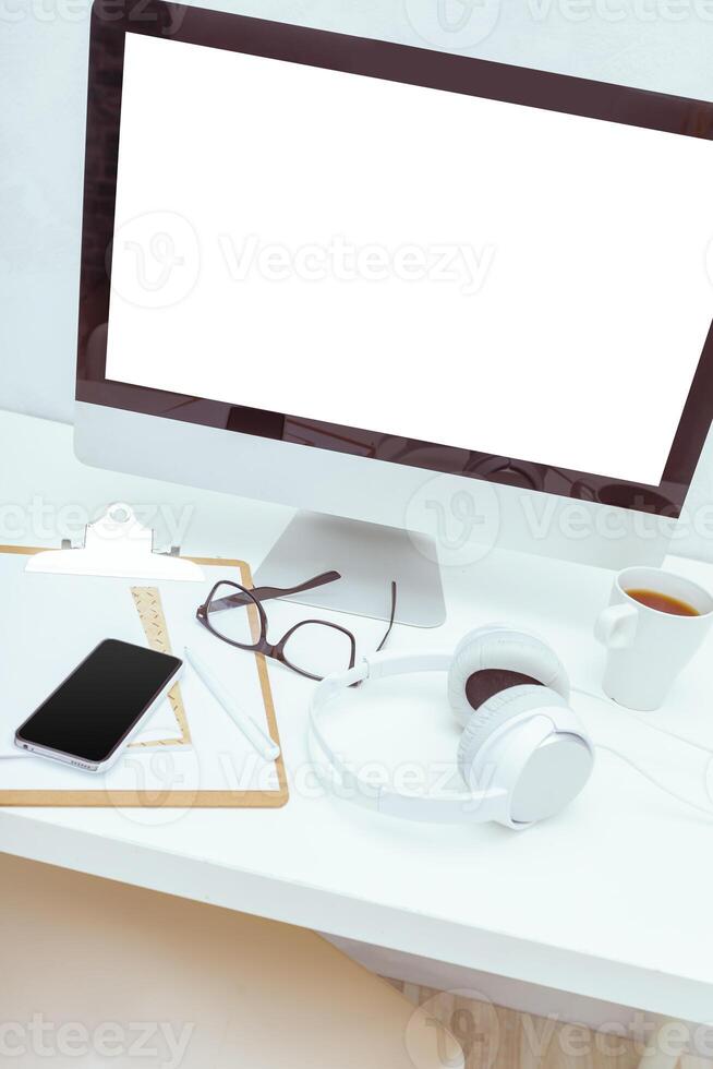 working table with computer photo