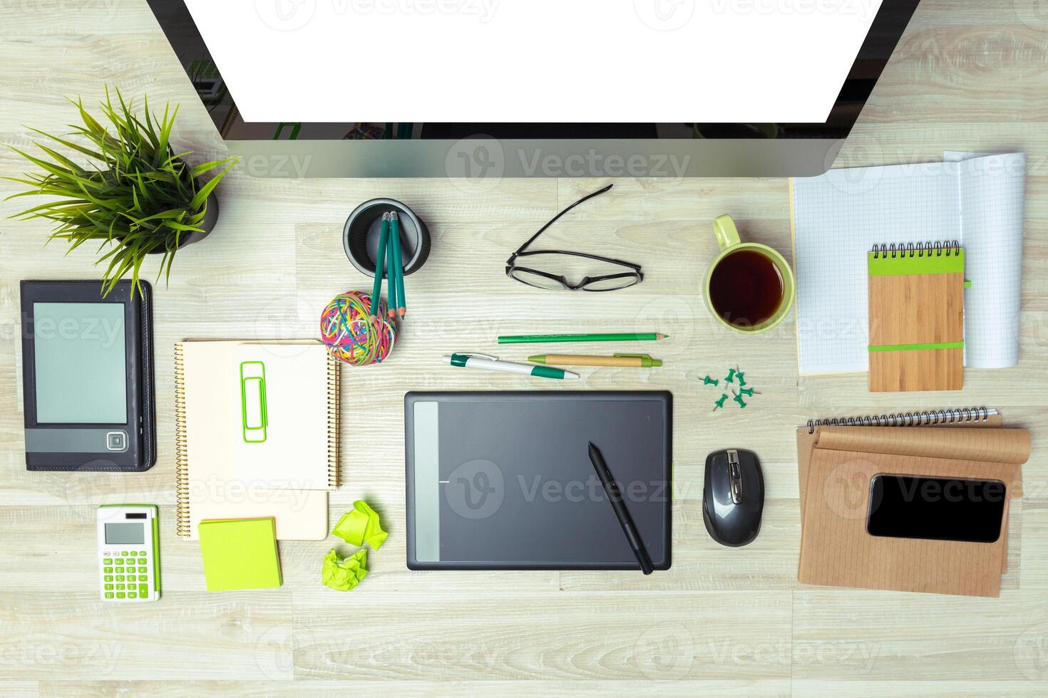 Working place of designer, close-up photo