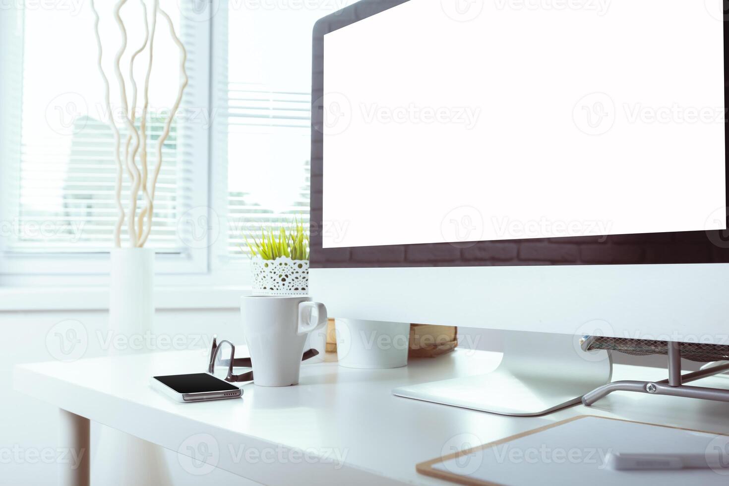 working table with computer photo