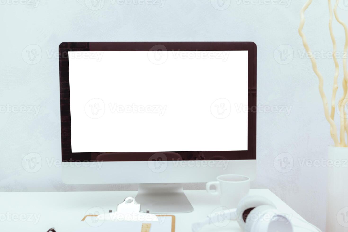 working table with computer photo