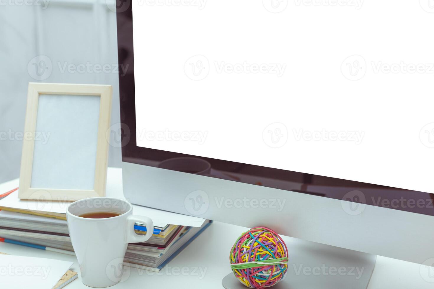 working table with computer photo