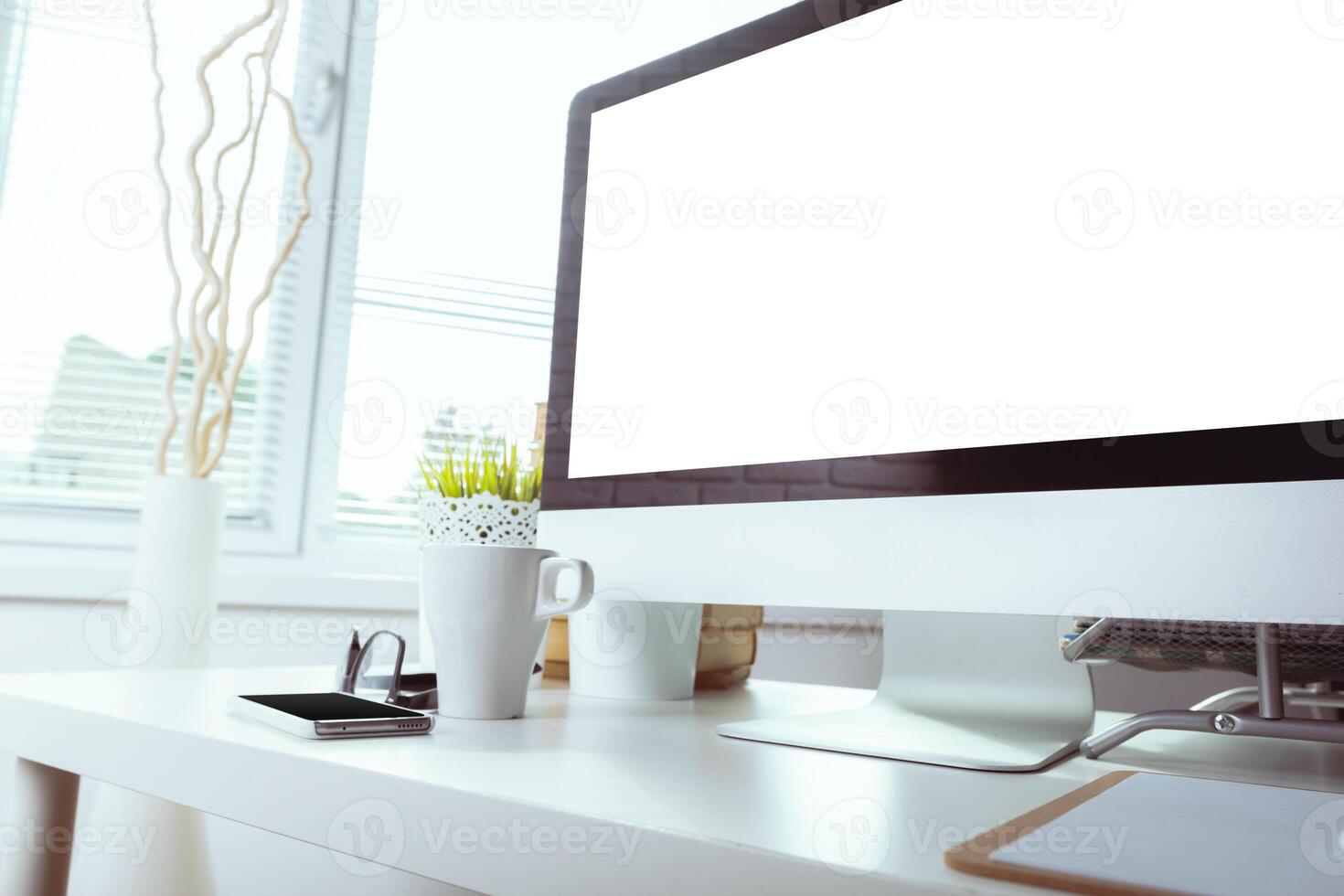 working table with computer photo