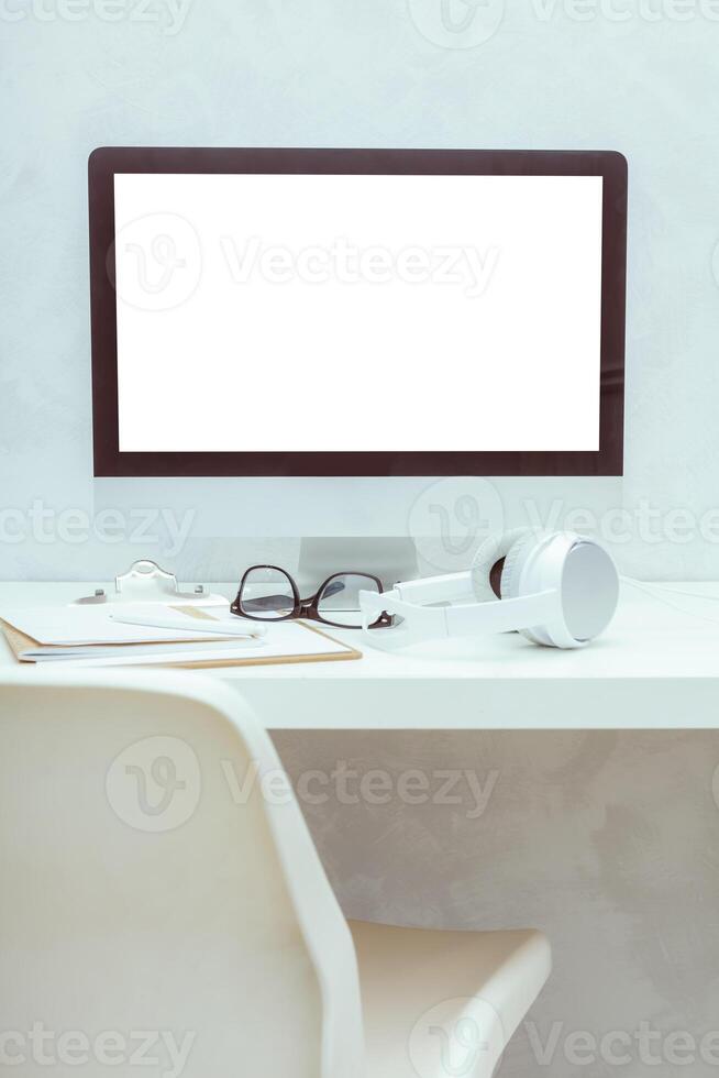 working table with computer photo