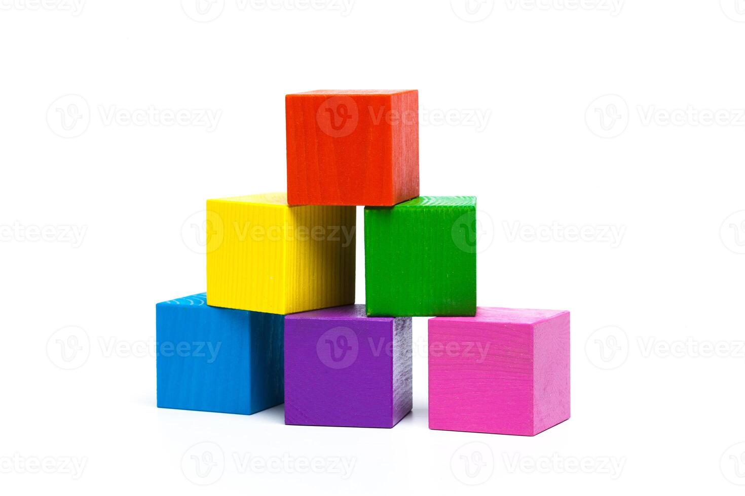 colored children cubes on white isolated background photo