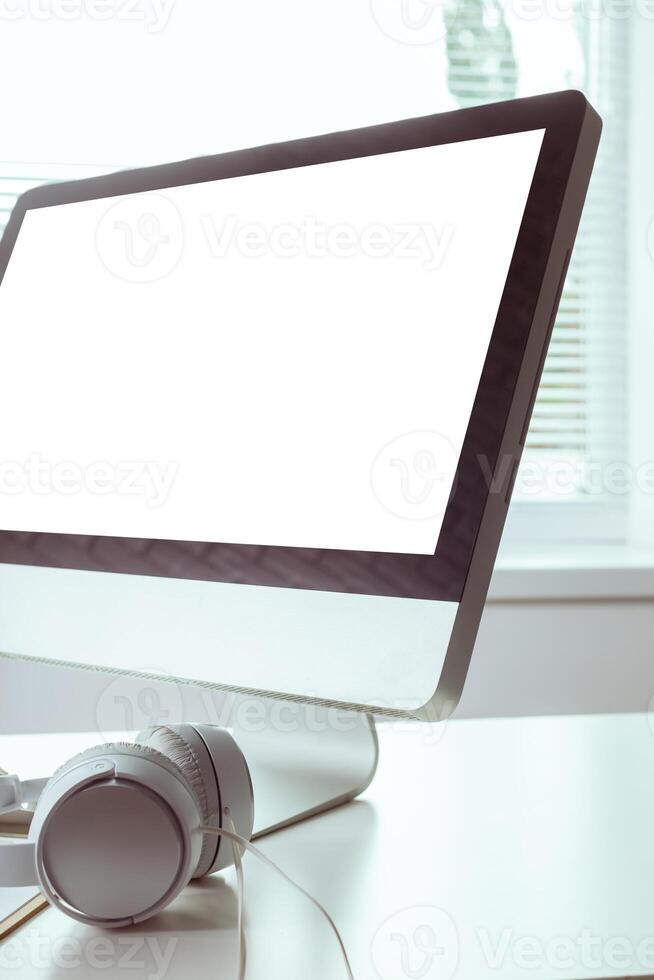 working table with computer photo