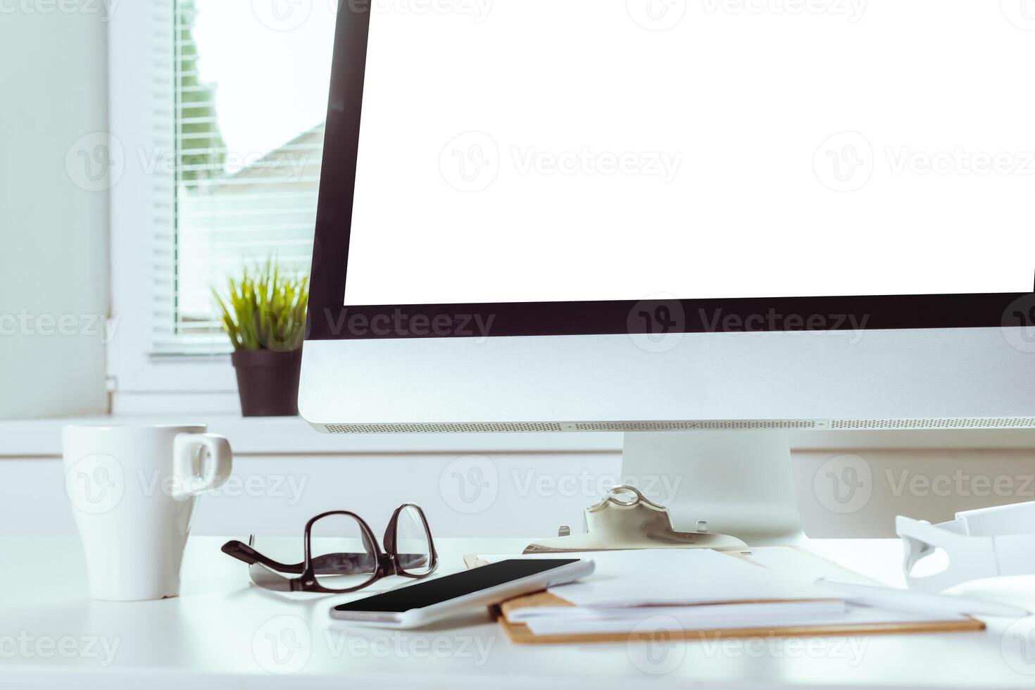 working table with computer photo