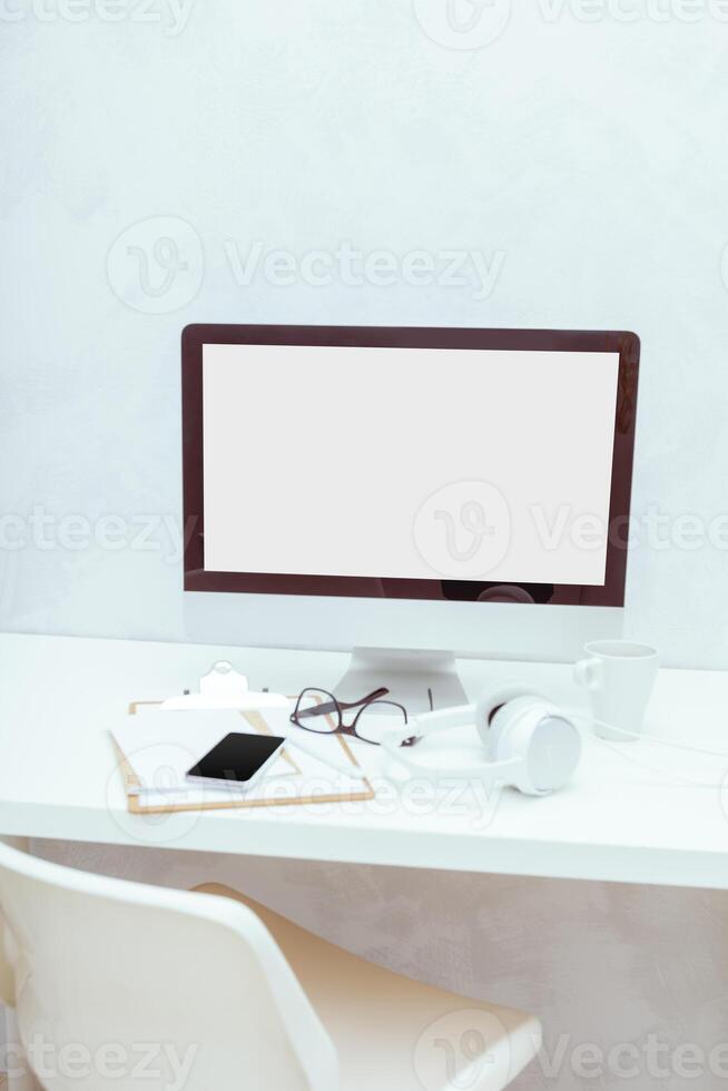 working table with computer photo