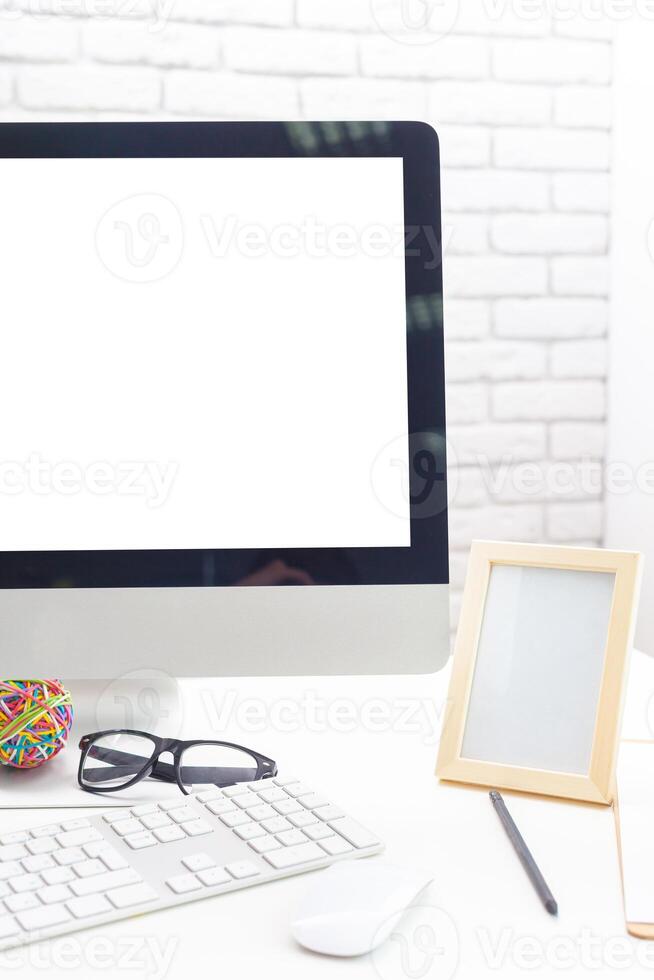 working table with computer photo