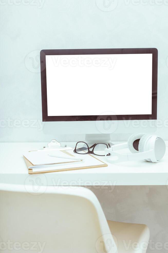 working table with computer photo