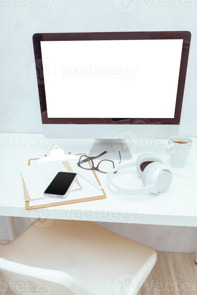 working table with computer photo