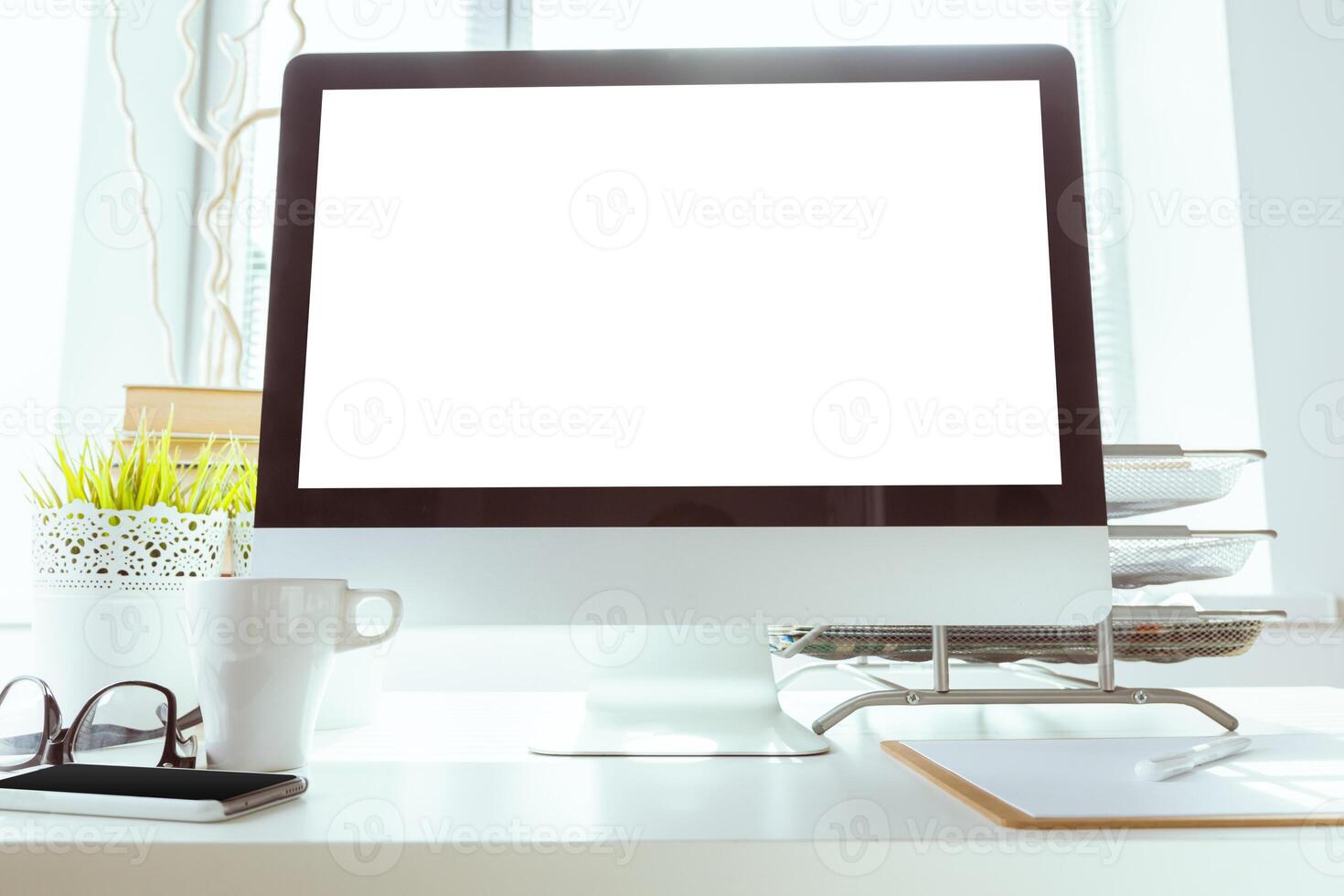 working table with computer photo