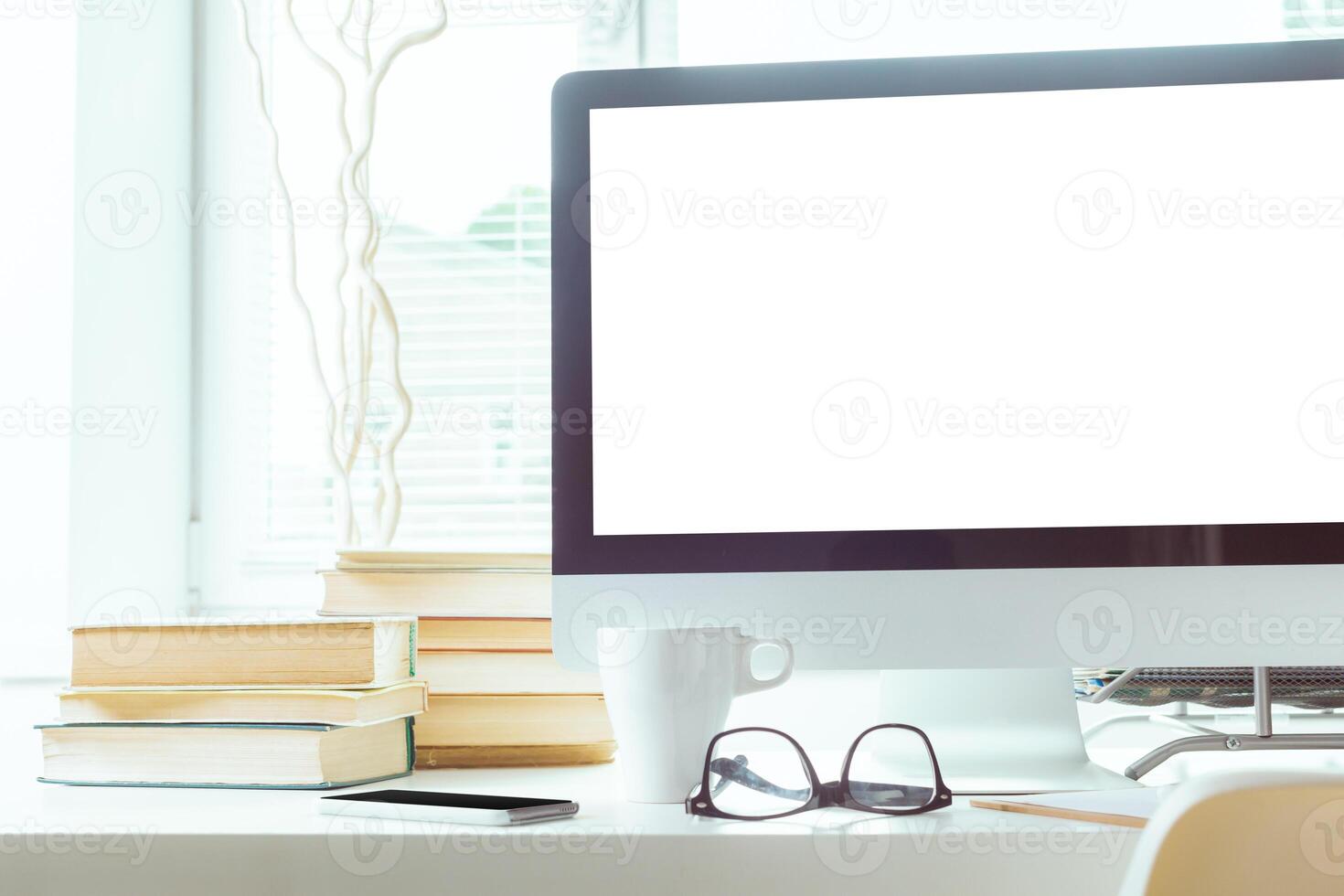 working table with computer photo