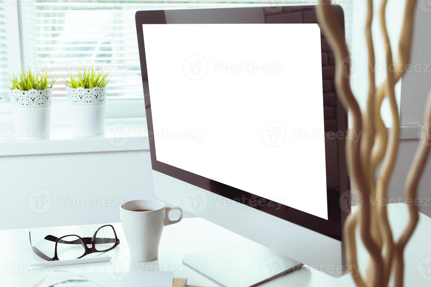 working table with computer photo