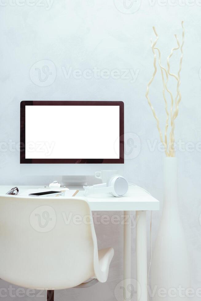 working table with computer photo