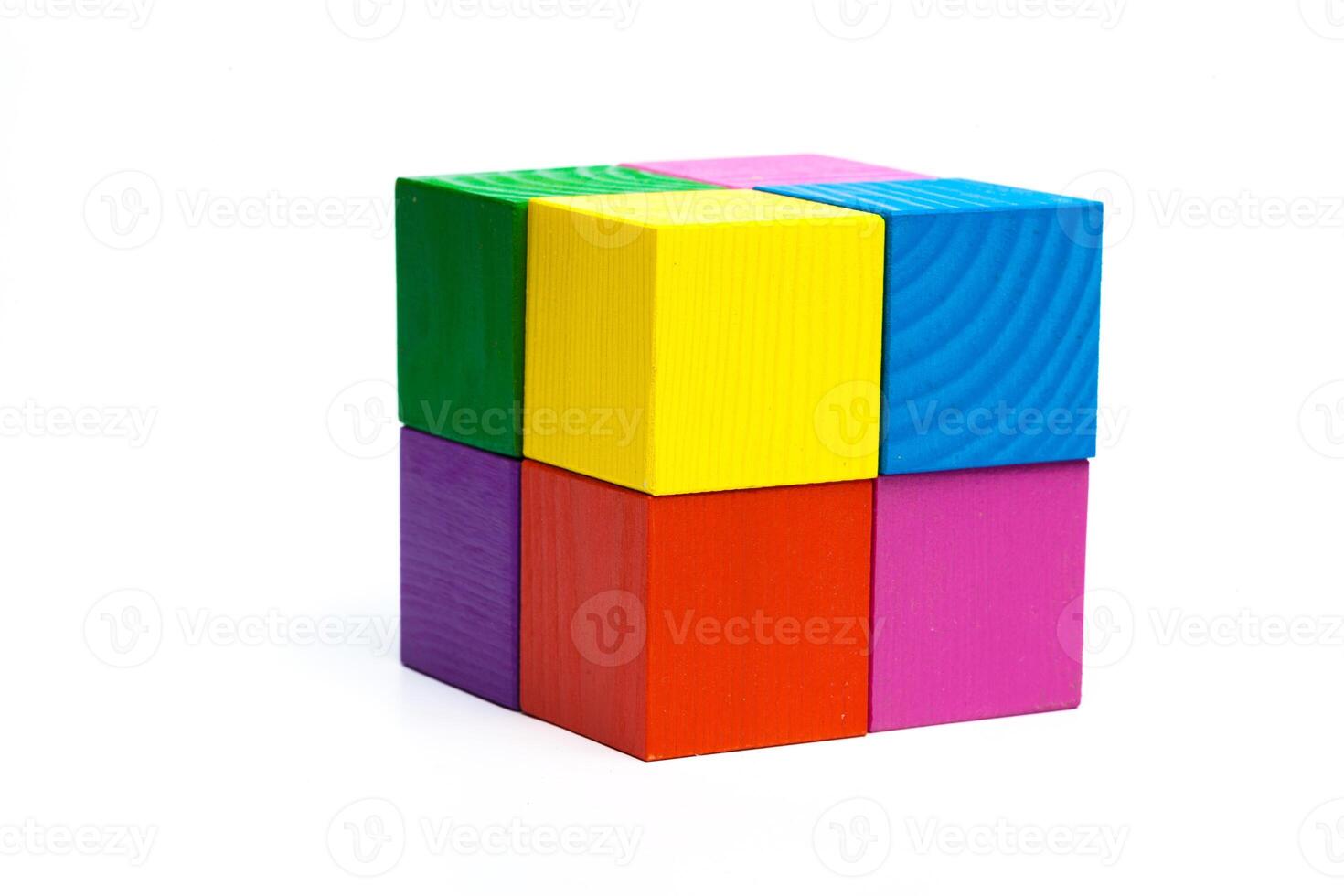 colored children cubes on white isolated background photo