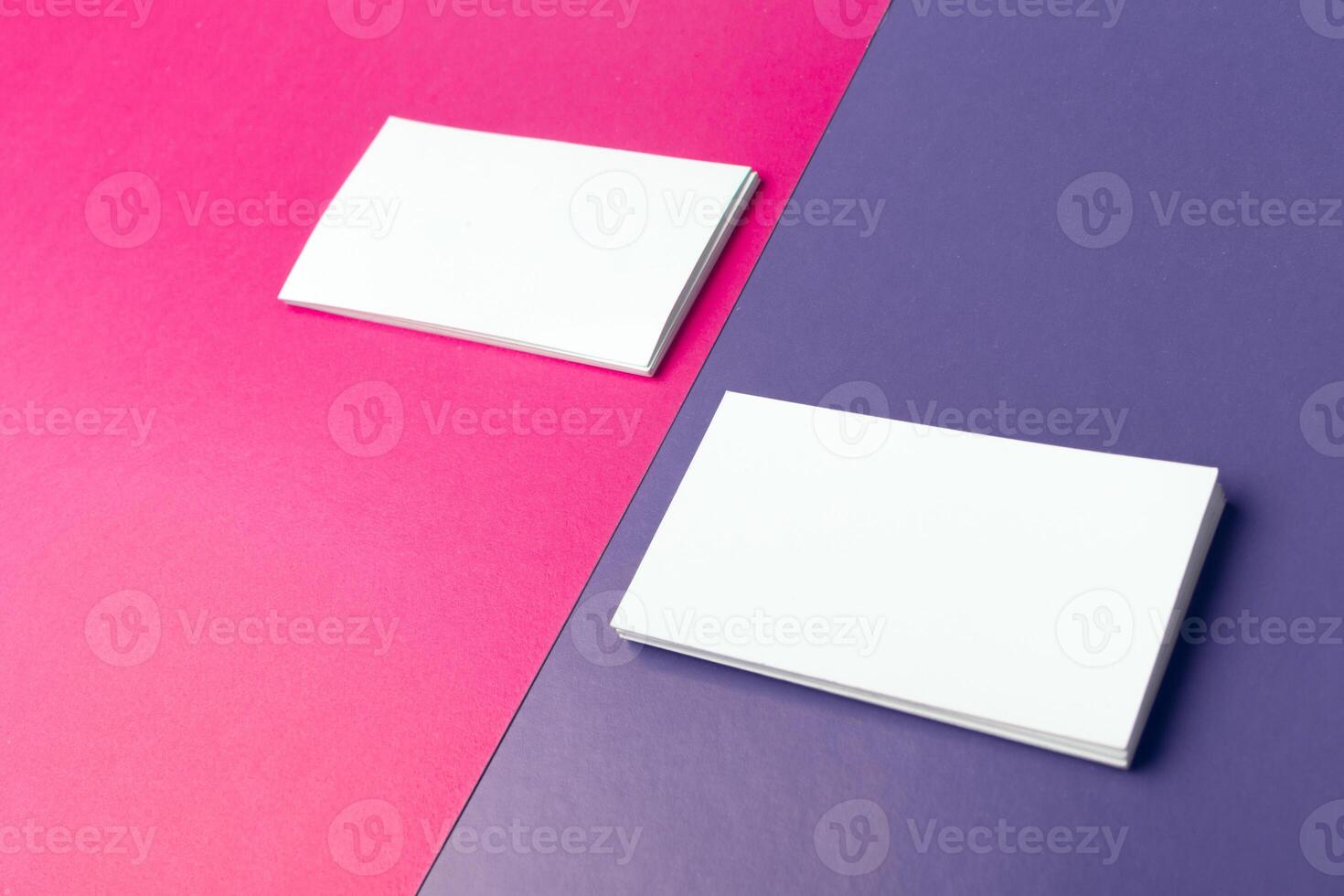 Business cards Mockup on two color background photo
