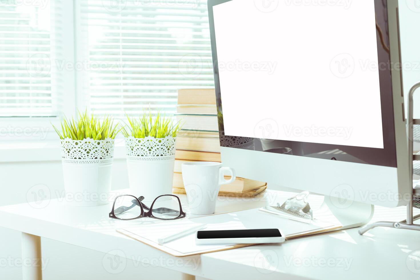 working table with computer photo